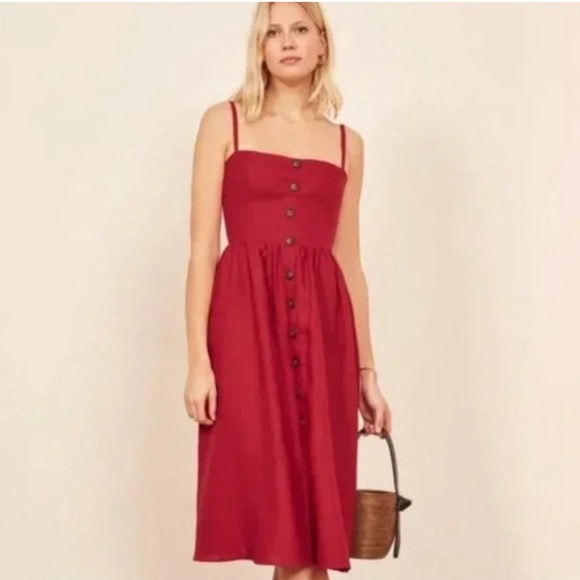 Reformation Tori Red linen Dress - Picture 1 of 7